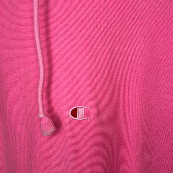 Champion Pink Hoodie Sweatshirt Distressed Size Large - Picture 5 of 7